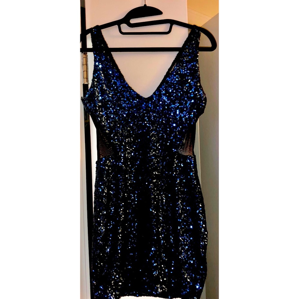 Bebe Blue Sequin Dress